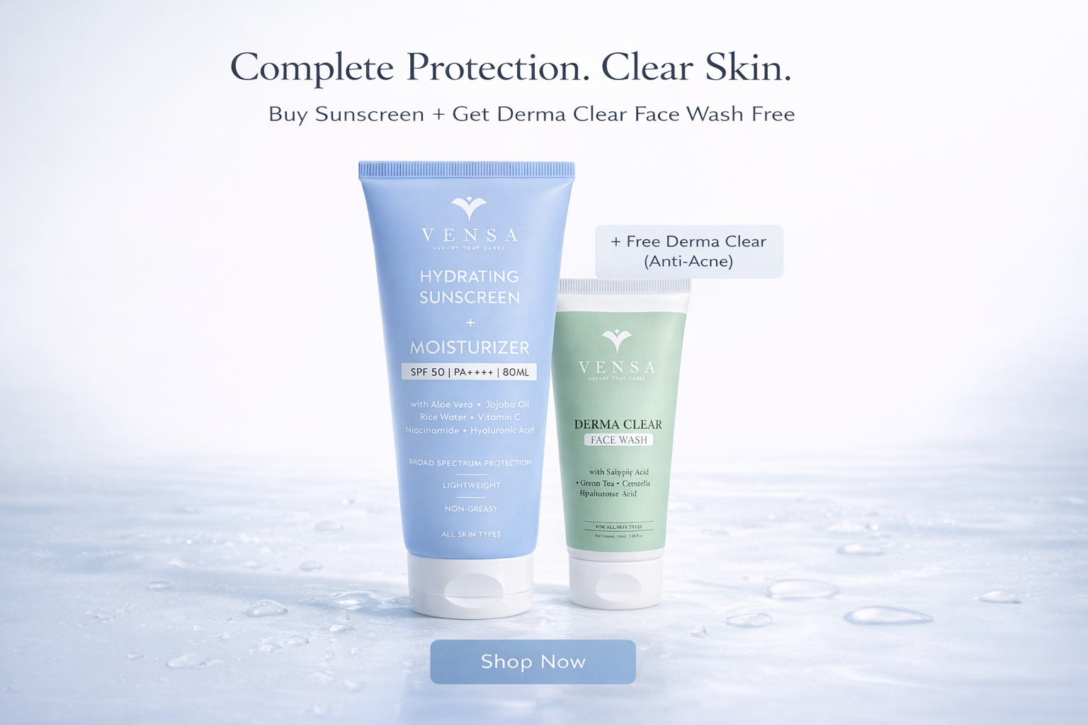 Buy Vensa Hydrating Sunscreen + Moisturizer and get Derma Clear Face wash free